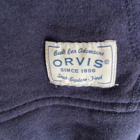 Orvis nautical sweatshirt shirt large long sleeve stripes navy and white hooded - Picture 6 of 7
